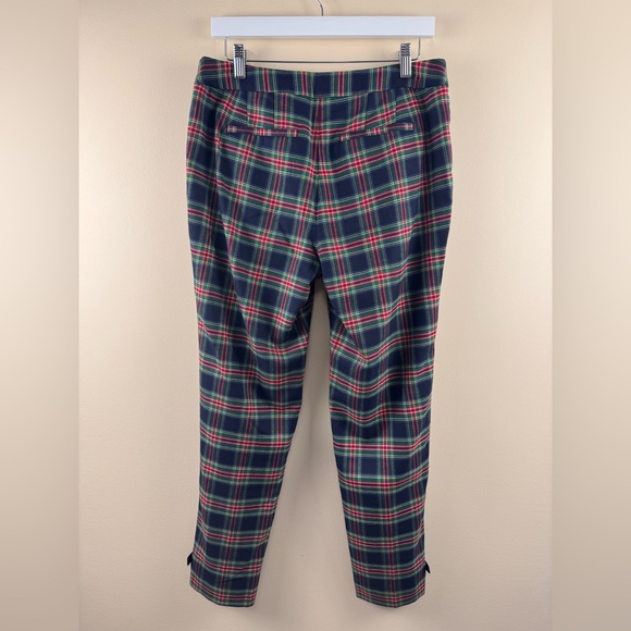 Talbots Talbots Tartan Plaid Navy Blue Green & Red Holiday Ankle Pants with Bows - Picture 5 of 5